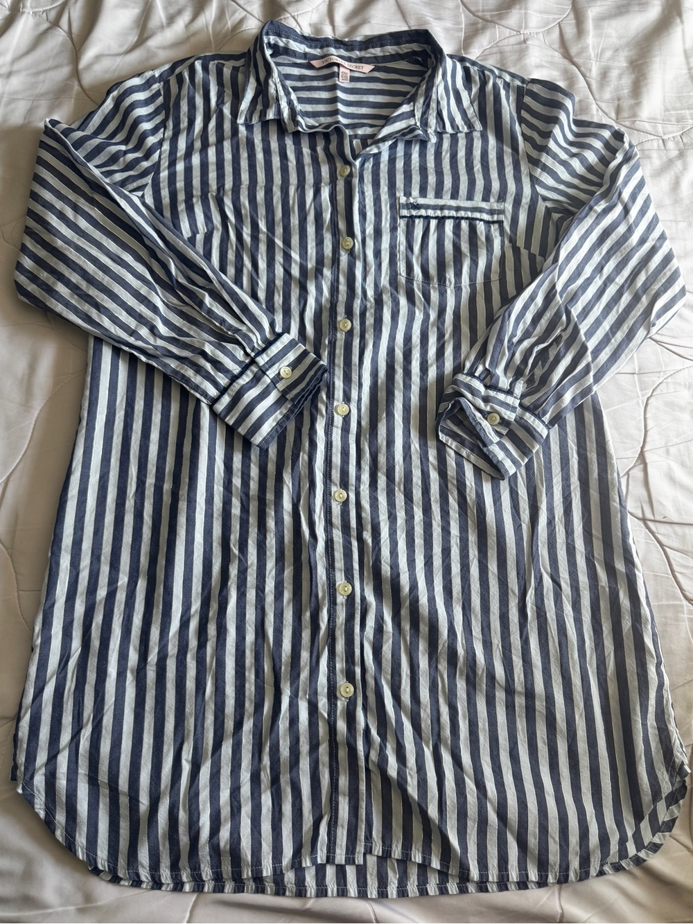 Victoria Secret Blue and White Stripped Long Nightgown NWOT